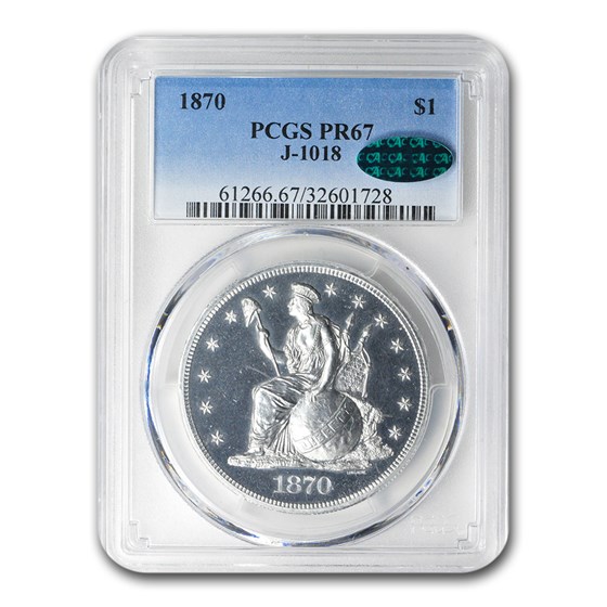 1870 Liberty Seated Dollar PR-67 PCGS CAC (Pattern J-1018) 1870 Liberty Seated Dollar PR-67 PCGS CAC (Pattern J-1018)